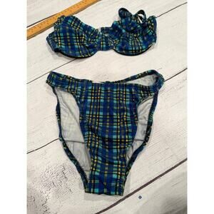 Vintage Daffy Plaid Velvet Feel Bikini Size 7/8